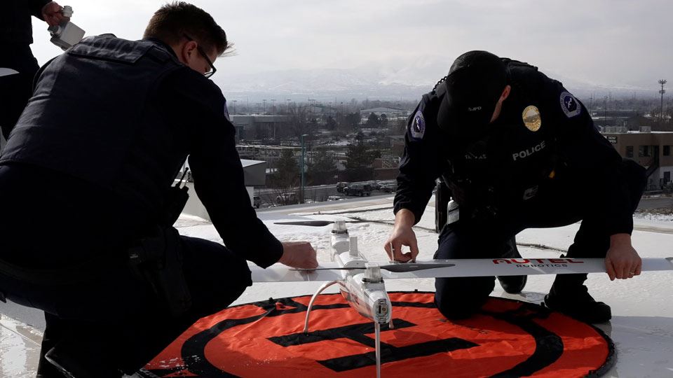2 UAV pilots preparing ATOL aircraft for flight