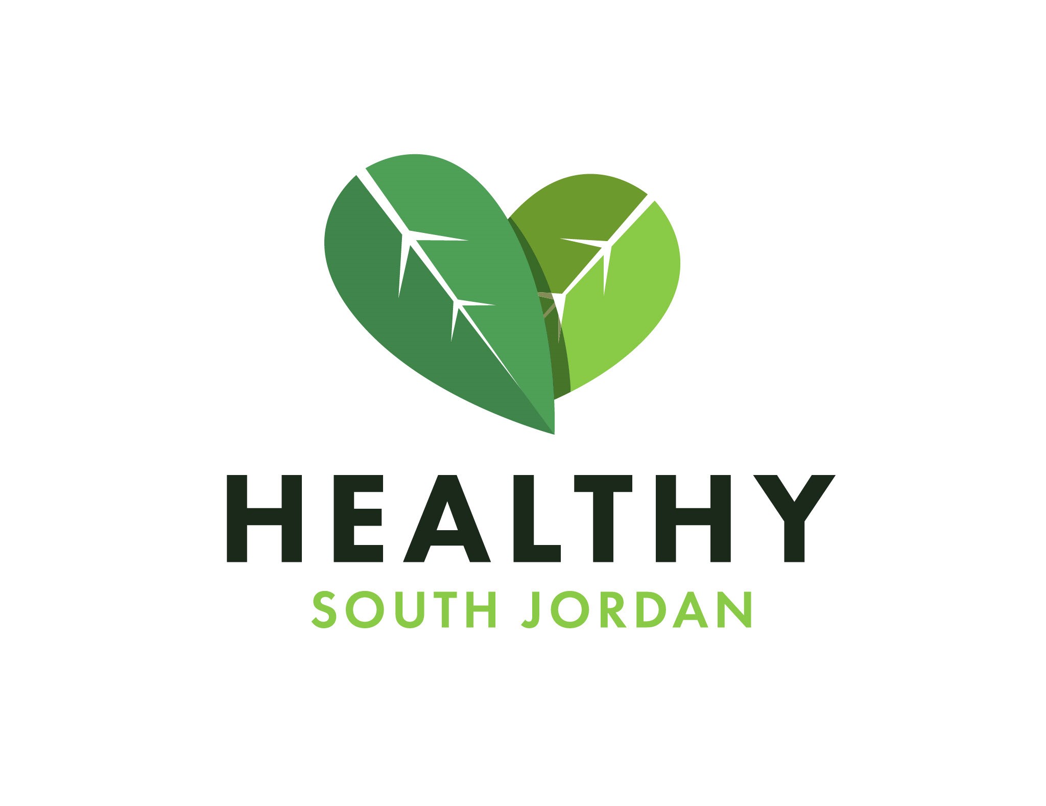 Healthy South Jordan Coalition Logo comprised of two leaves in the shape of a heart.