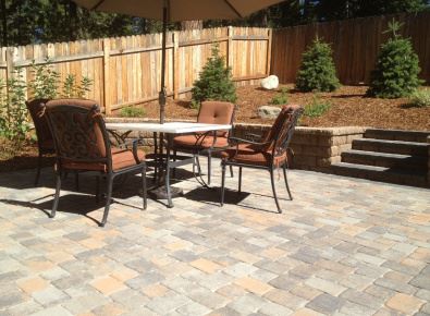 Patio with pavers and brick